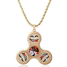 Tri Fidget Hand Spinner Finger Focus Toy Necklace Jewelry Fingertip gyro pendant three leaf  gem alloy necklace #GH20